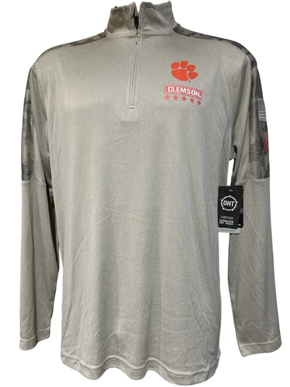 NEW Clemson Tigers Colosseum OHT Beige 1/4 Zip Performance Shirt Men's L